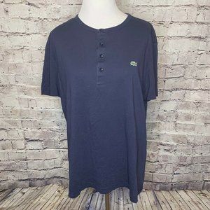 Men's Lacoste Navy Blue 1/4 Button Short Sleeve Sm‎